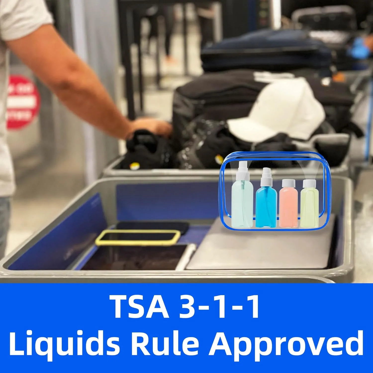 TSA Approved Toiletry Bag, Clear Travel Toiletry bag, Travel Makeup Cosmetic Bag Set for Women Men, Portable Toiletry Bag for Travel, Bathroom and Organizing (blue 12 packs)