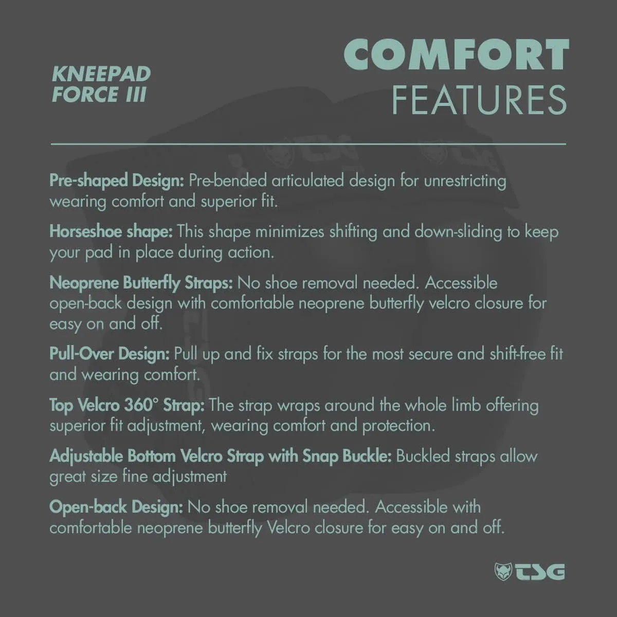 TSG Knee Pads Force III Kneepads - Skateboard, Hardshell, EVA Foam, Protective Gear, Crash Protection, Replaceable PE Cap, Tear Resistant Nylon, Certified, Open Back, Adults, Swiss Design