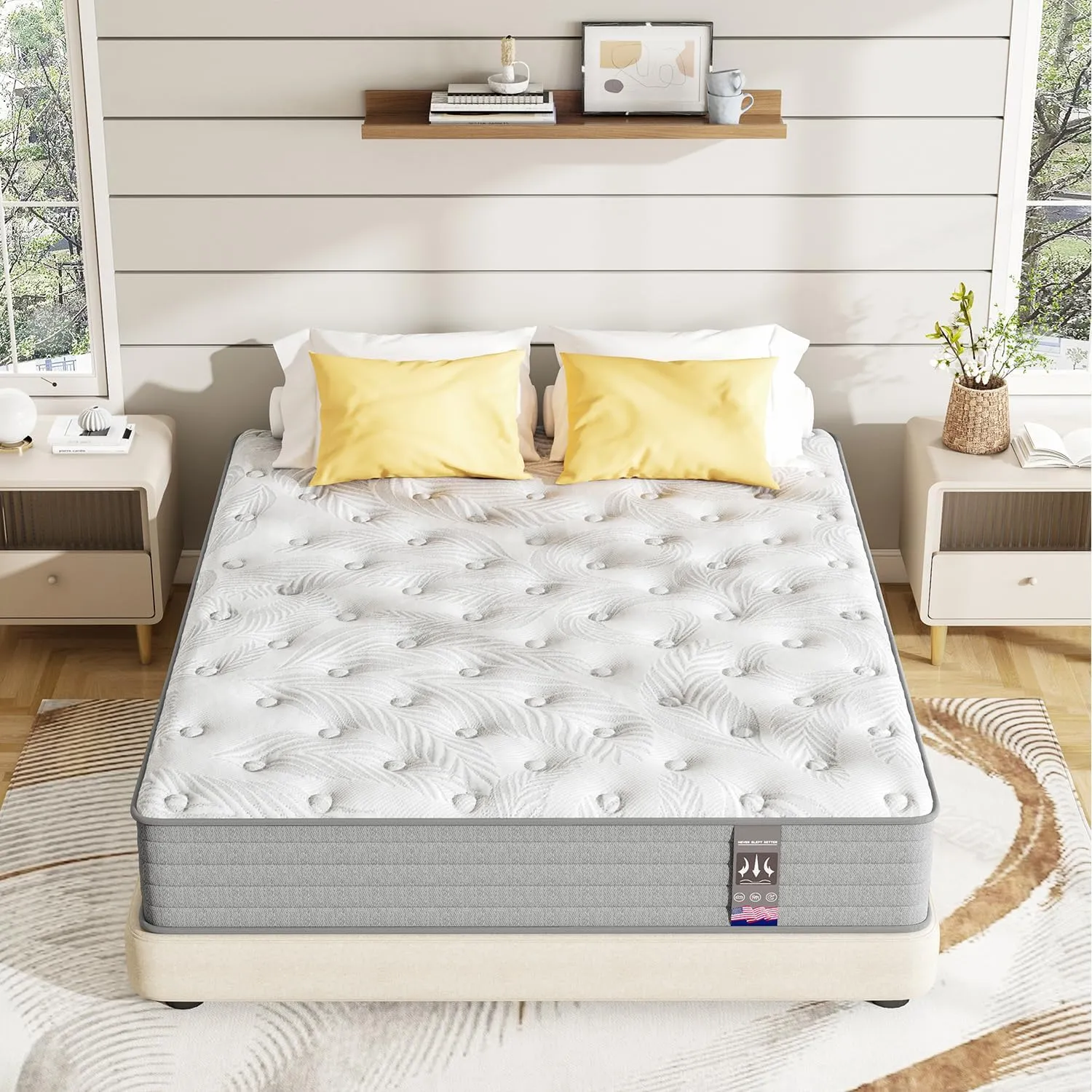 Twin XL Mattress,12 Inch Superior Hybrid XL Twin Mattress in a Box with Gel Memory Foam for Back & Lumbar Support,Individually Pocket Springs for Pressure Relief,Medium Firm,CertiPUR-US,39"*80"*12"