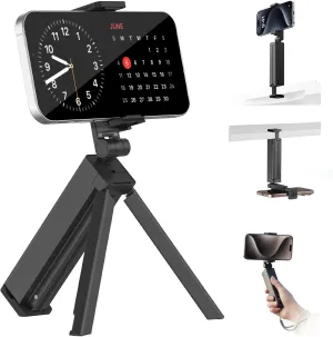 ULANZI SK-20 Adjustable Cellphone Stand for Desk, 360° Rotation Foldable Aluminum Phone Holder Stand, Anti-Slip Base Portable Universal Smartphone Tripod Compatible with iPhone/Android Travel Bedside
