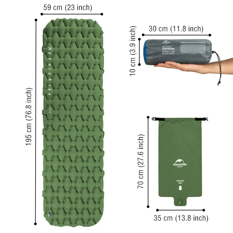 Ultralight Inflatable Camping Mattress - Waterproof, Compact, Single Sleeping Pad for Travel & Camping