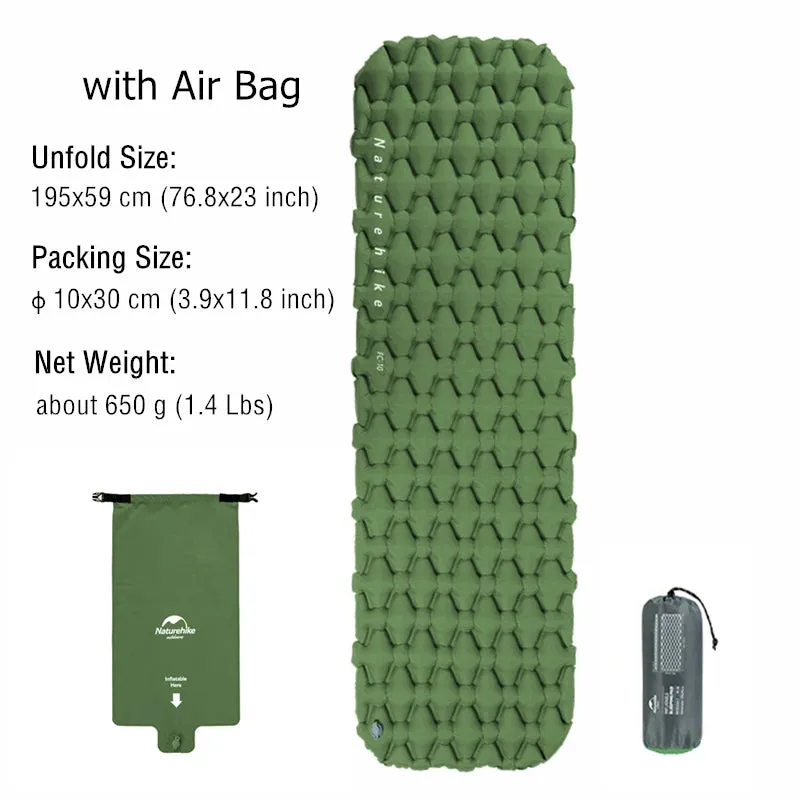 Ultralight Inflatable Camping Mattress - Waterproof, Compact, Single Sleeping Pad for Travel & Camping
