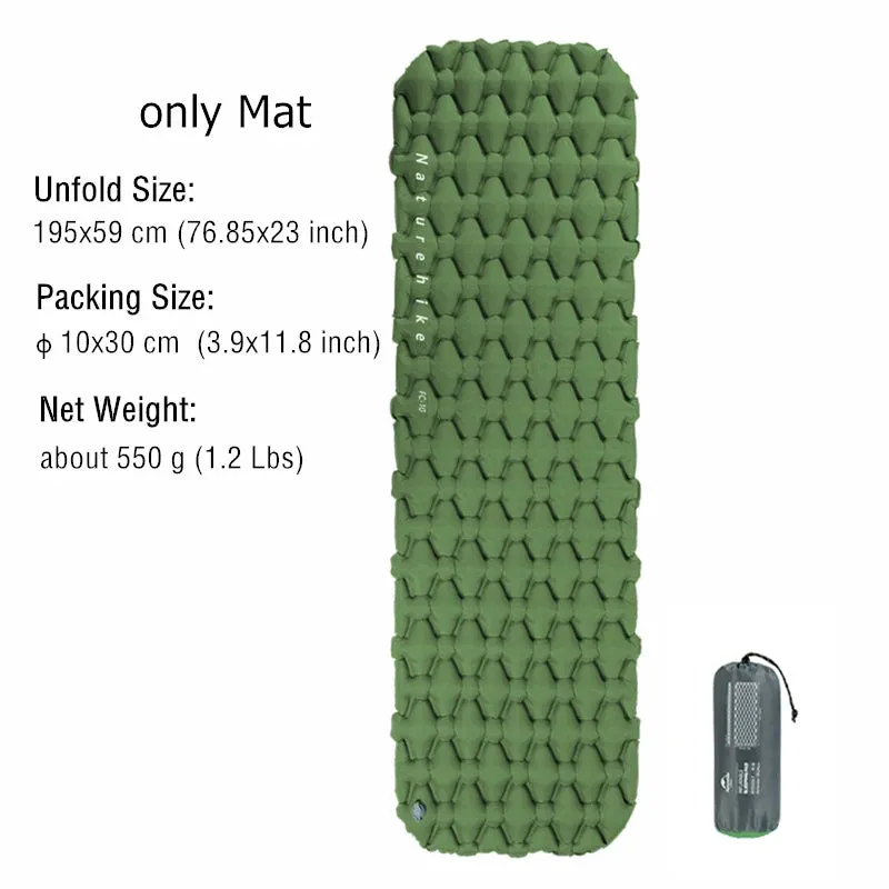 Ultralight Inflatable Camping Mattress - Waterproof, Compact, Single Sleeping Pad for Travel & Camping