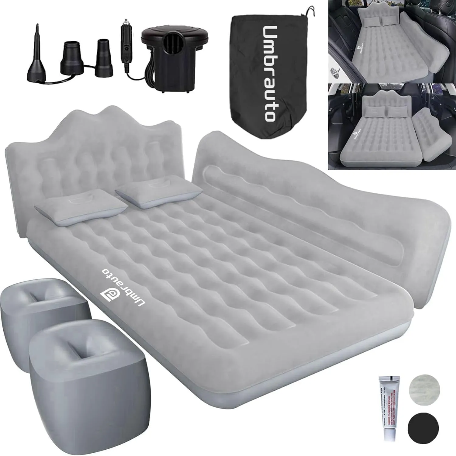 Umbrauto Truck Air Mattress Back Seat| Inflatable Car Camping Mattress Bed for Back Seat, SUV Blow Up Rear Seat Sleeping AirBed for Van Travel with Pump & Pillows