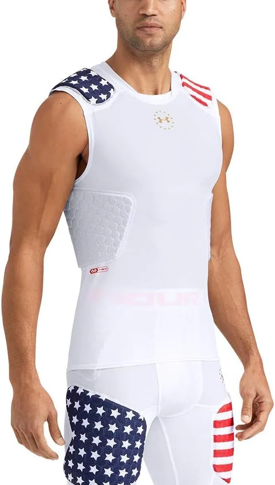 Under Armour 5-Pad Top Pro McDavid HEX Padded Chest Shirt, Waist Compression & Rib, Spine, & Shoulder Protection. Youth / Adult. Football, Soccer, Wrestling, Field Hockey, Lacross, Paintball, etc