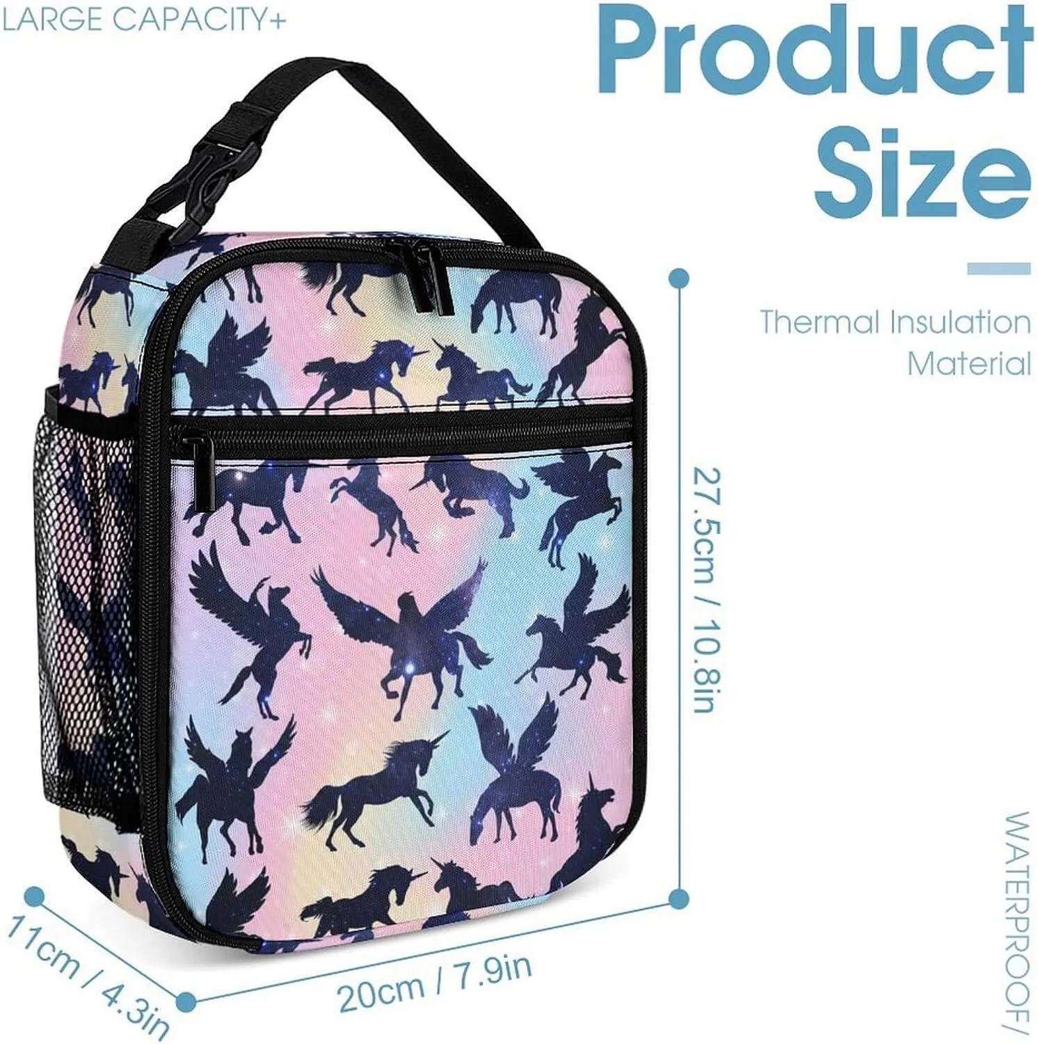 Unicorn Backpack with Lunch Box & Pencil Case for Kids Girls Boys School, 16 Inch Cute Unicorns Bookbag, School Backpack for Students Children, Lightweight, Large Capacity