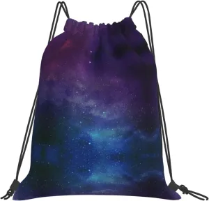 Universe with Stars and Galaxy Interstellar Leisure drawstring drawstring backpack, Drawstring Yoga bag, outdoor portable backpack, White, One Size, White, One Size