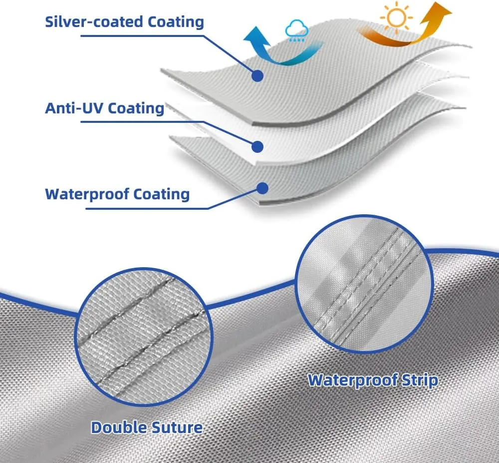 UPF 50  Kayak Cover, Dustproof Canoe Cover for Outdoor Storage, 420D Waterproof Kayak Cover for Fishing Boat, Gray (Silver, 12ft)