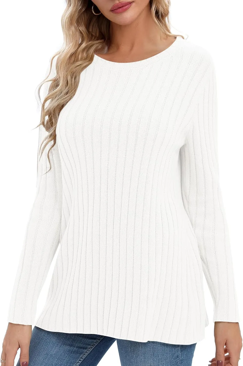 Urban CoCo Women's Lightweight Crewneck Pullover Sweaters Long Sleeve 2024 Fall Knitted Sweater Tops