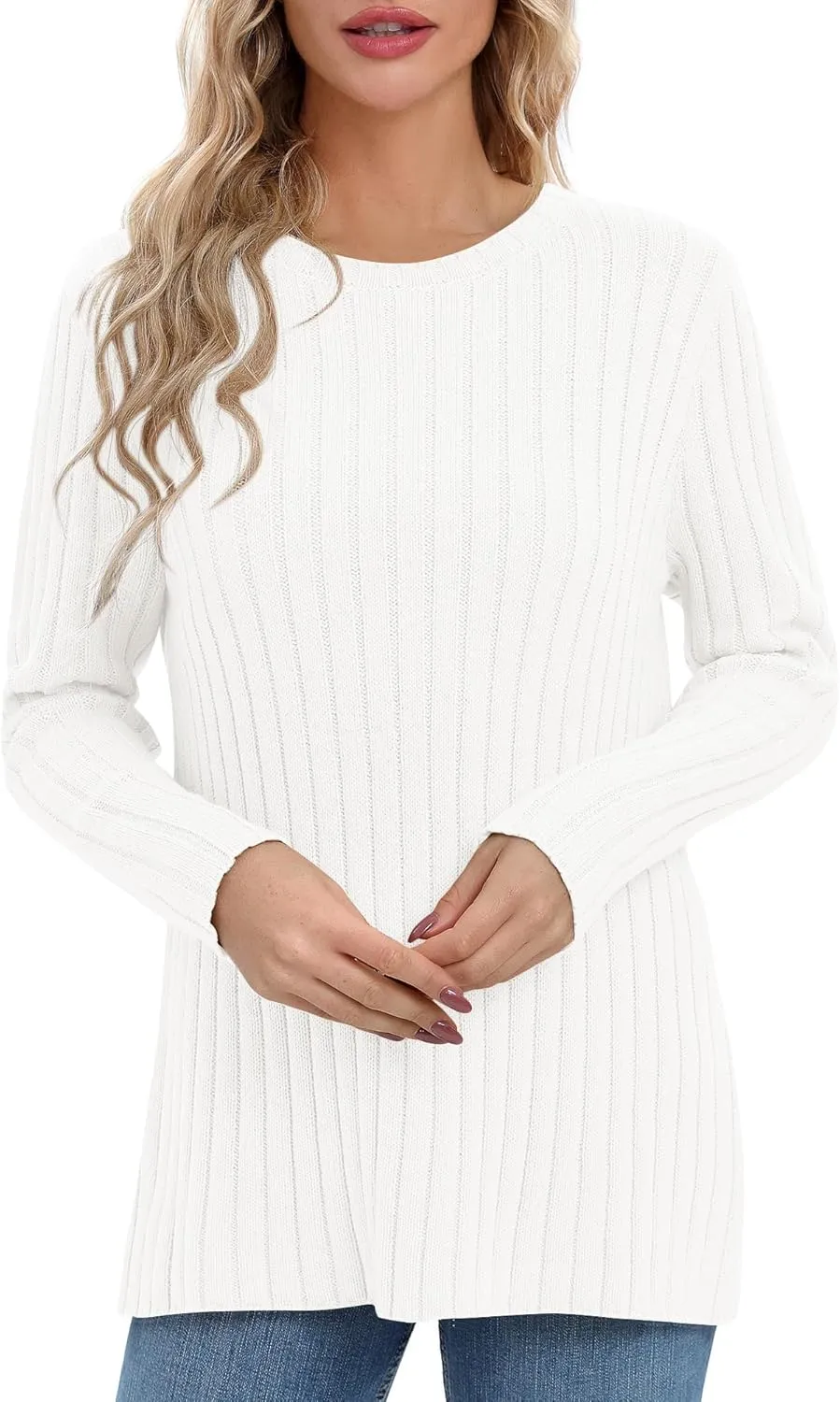 Urban CoCo Women's Lightweight Crewneck Pullover Sweaters Long Sleeve 2024 Fall Knitted Sweater Tops