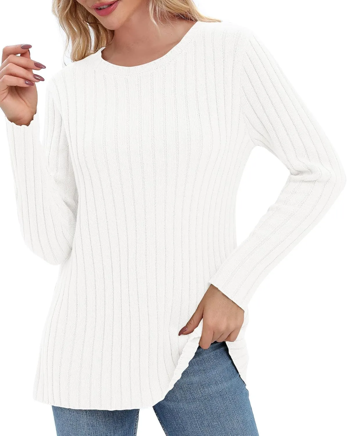 Urban CoCo Women's Lightweight Crewneck Pullover Sweaters Long Sleeve 2024 Fall Knitted Sweater Tops