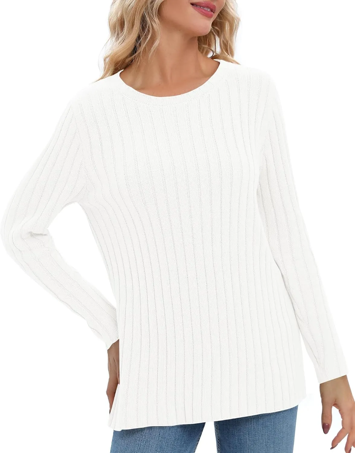 Urban CoCo Women's Lightweight Crewneck Pullover Sweaters Long Sleeve 2024 Fall Knitted Sweater Tops
