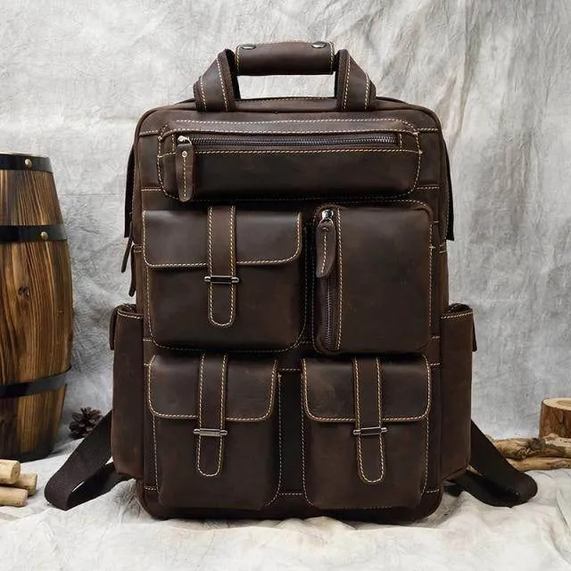 VacationGrabs Big Outdoor Leather Backpack for Adventurers