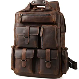 VacationGrabs Big Outdoor Leather Backpack for Adventurers