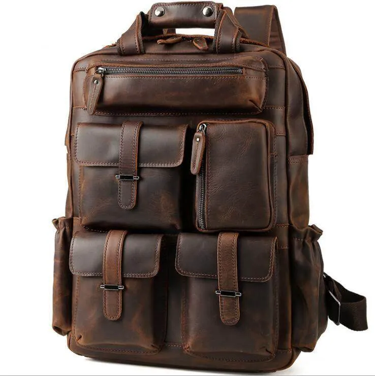 VacationGrabs Big Outdoor Leather Backpack for Adventurers