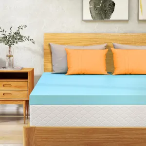 VALUXE Queen Mattress Topper 4 Inch Cooling Gel Memory Foam, CertiPUR-US Certified Topper & Pad for Back Pain Relief, Soft Breathable Bedding with Pressure Relief (Blue)