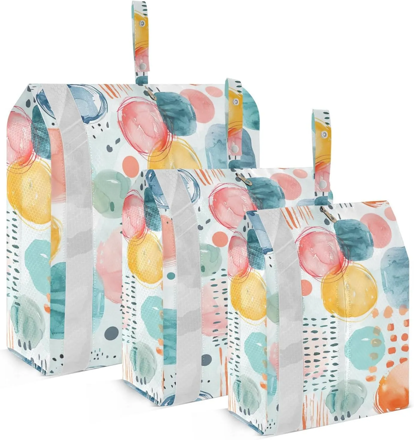 Various Polka Dots Travel Storage Bag with Lanyard - Portable Lightweight Classified Storage Bag with Zipper, Dust and Waterproof Travel Packing Cube for Suitcase,3 Pieces