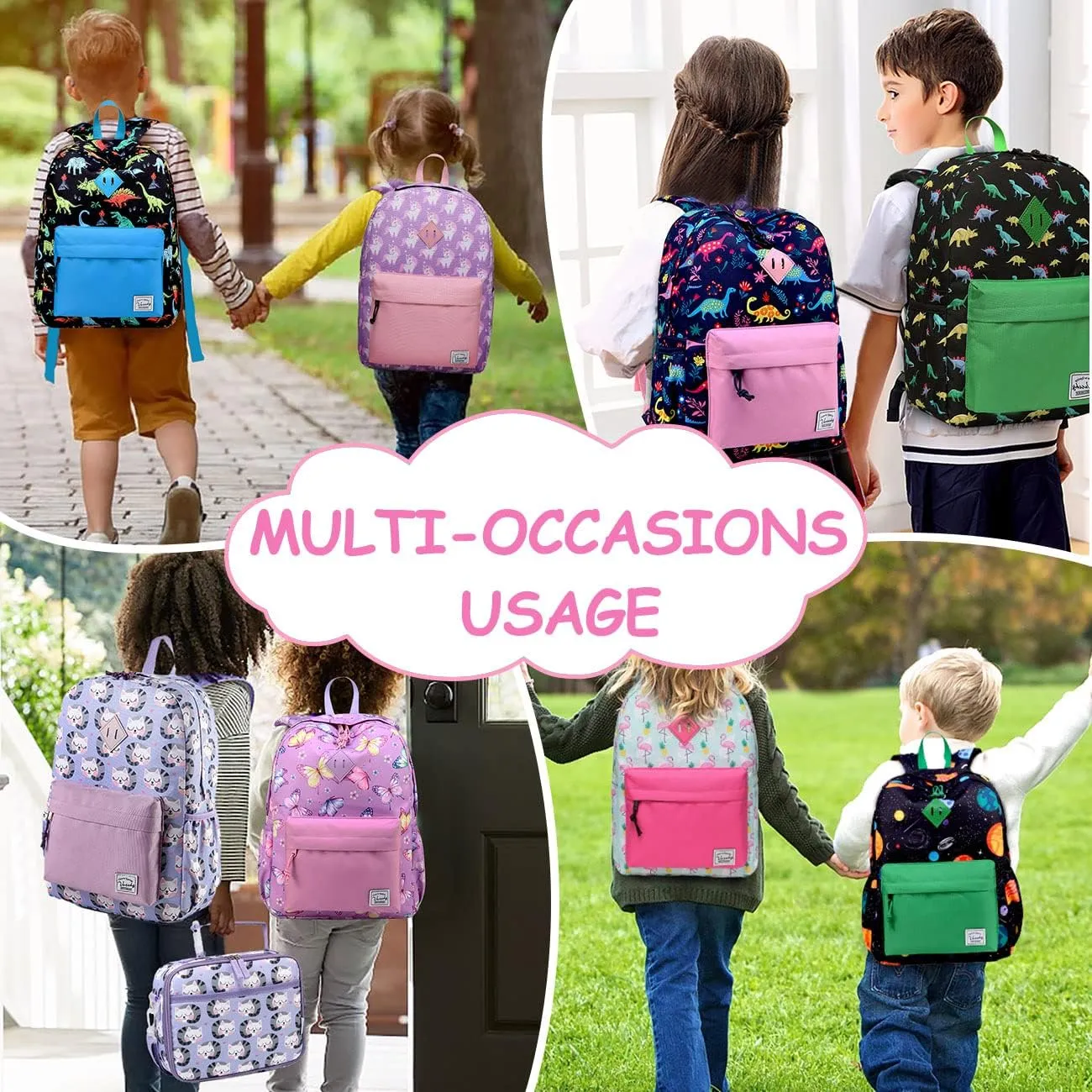 VASCHY Butterfly Backpack for Girls, Kids Water Resistant Lightweight Backpack for Toddlers Daycare Preschool Purple