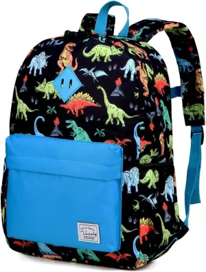 VASCHY Dinosaur Backpack for Boys, Kids Water Resistant Lightweight Backpack for Toddlers Daycare Preschool Blue