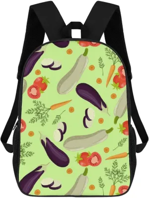Vegetables Tomato Eggplant Carrots Pattern Backpack for Worker Business Hiking Travel Bag Shoulders Bag