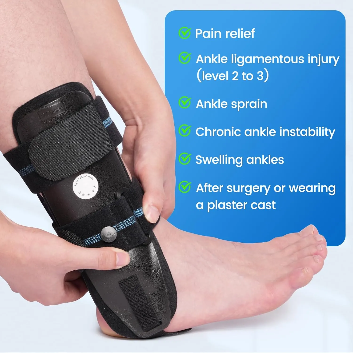 Velpeau Air Gel Foam Ankle Stabilizer Support Brace for Sprained Ankle, Ligament Injury, Tendonitis, Adjustable Rigid Stirrup Ankle Splint for Women and Men (Foam Version, Small, Left Foot)
