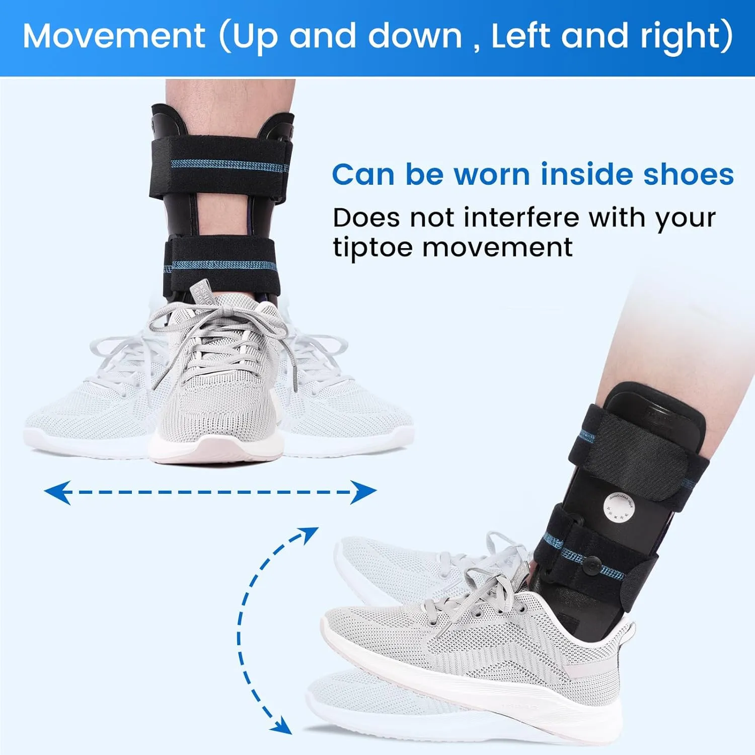 Velpeau Air Gel Foam Ankle Stabilizer Support Brace for Sprained Ankle, Ligament Injury, Tendonitis, Adjustable Rigid Stirrup Ankle Splint for Women and Men (Foam Version, Small, Left Foot)