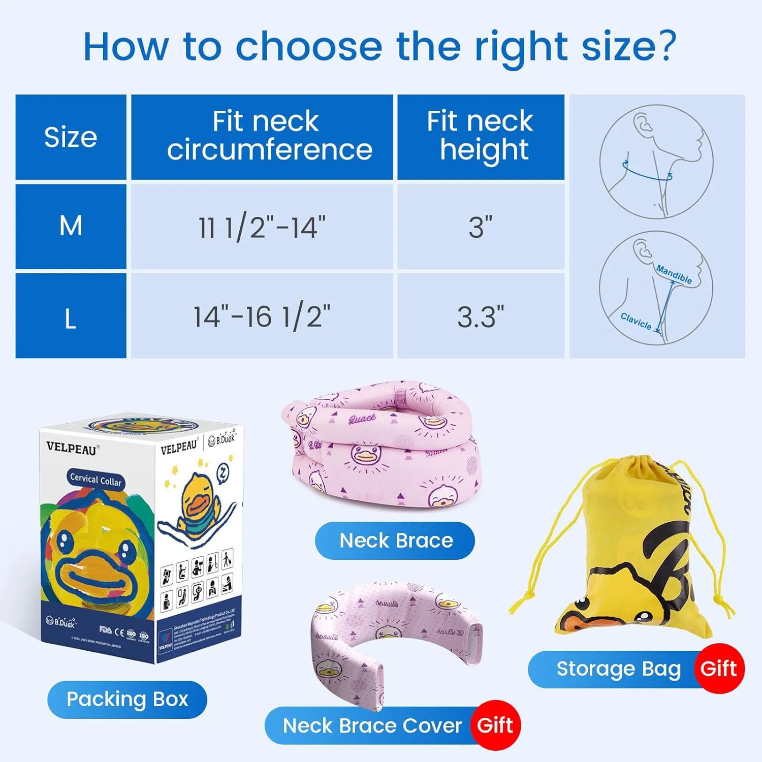Velpeau Fashion Neck Brace for Sleeping -Soft Cervical Collar for Snooze, Anti Snoring, Sleep Apnea, Foam Wraps Keep Vertebrae Stable Relief Pain and Support for Women & Men (Pink, L: 14-16.5 inch)