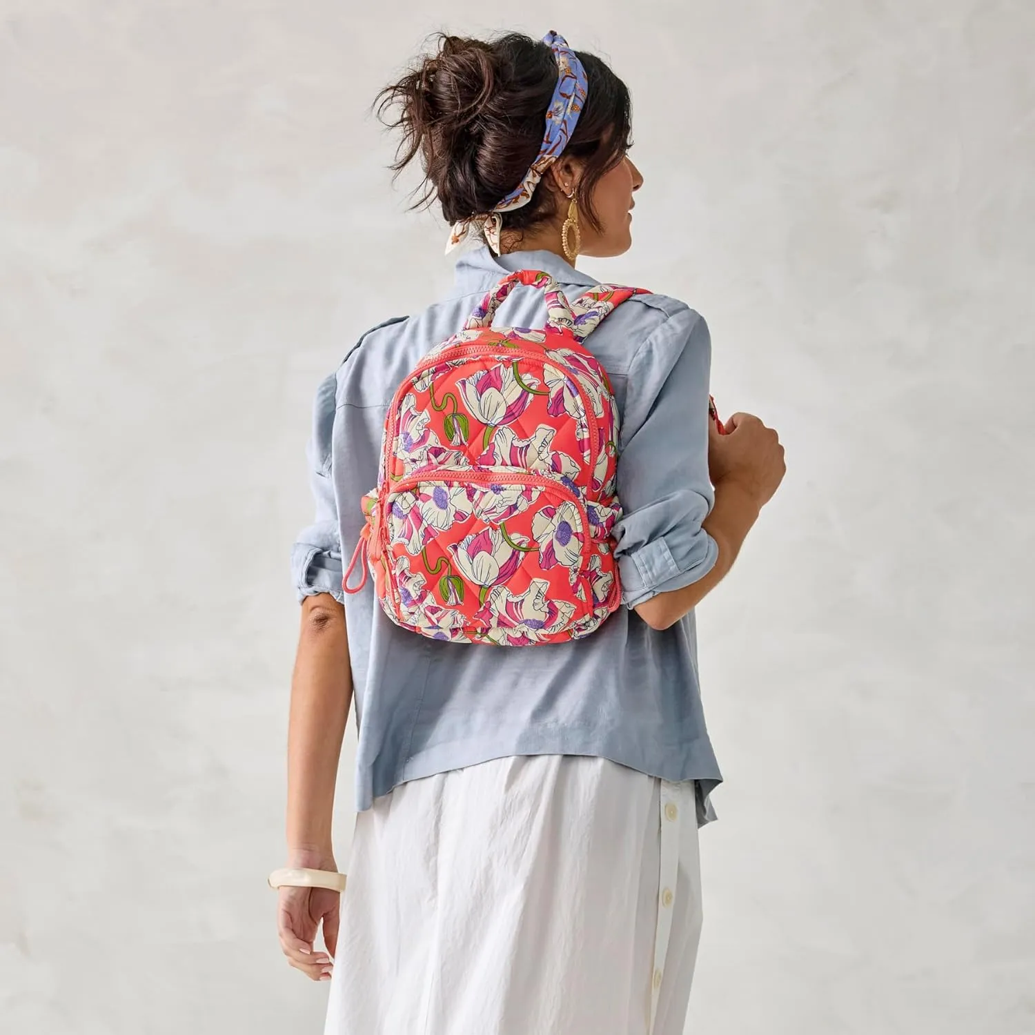 Vera Bradley Featherweight Small Banbury Backpack, Swirling Poppies