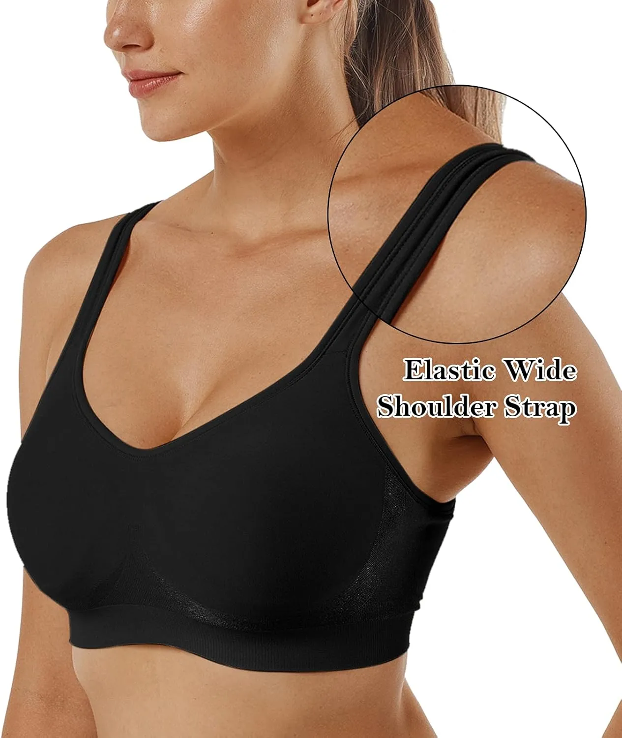Vertvie Women's Wirefree Bras Seamless Full Coverage Plus Size Sports Bra for Sleeping Yoga Workout Everyday Wear Bralette