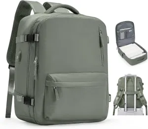 VGCUB Lightweight Travel Backpack for Women Men, Carry On Flight Approved Luggage, Water Resistant Laptop College Work Backpack Personal Item Daypack Bookbag Mochila de Viaje, Green