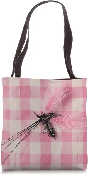 Vintage Checkered Dry Flies Stimulator Fly Fishing Decor Tote Bag