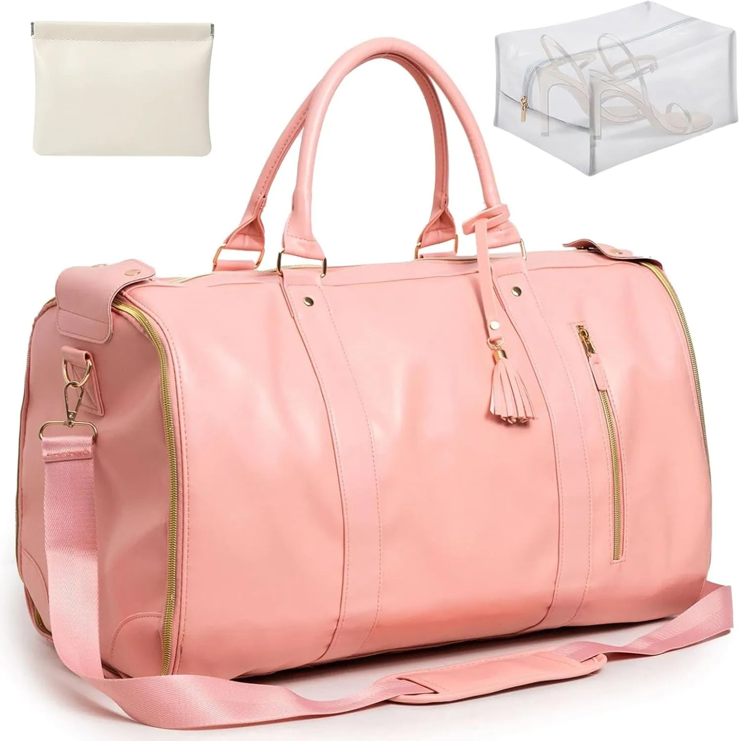 Viralhuntz Travel Bag, Viral Huntz Foldable Travel Bag with Waterproof Shoe Bag, Viralhuntz Foldable Garment Travel Bag Waterproof (Pink (Classic))