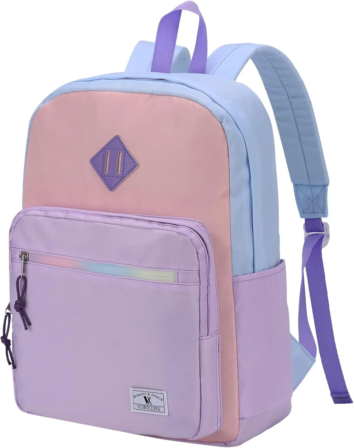 VX VONXURY School Backpack for Men Women,Lightweight Classic Basic Bookbag Simple Kids Black Backpack for College Travel