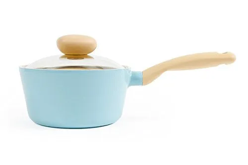 w/ Cutting-edge style Nonstick , Mint Lid Retro Saucepan Neoflam Chic 1.5QT Ceramic Glass