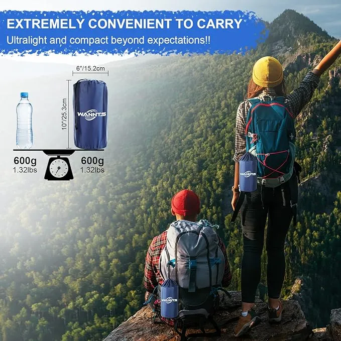 WANNTS Sleeping Pad, Ultralight Inflatable Sleeping Pad for Camping, Built-in Pump, Ultimate for Camping, Hiking - Airpad, Carry Bag, Repair Kit - Compact & Lightweight Camping Pad(Blue)
