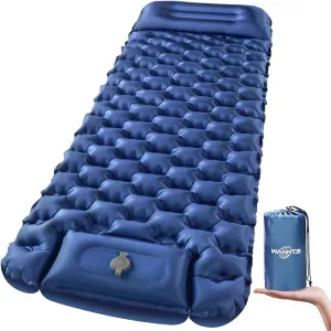 WANNTS Sleeping Pad, Ultralight Inflatable Sleeping Pad for Camping, Built-in Pump, Ultimate for Camping, Hiking - Airpad, Carry Bag, Repair Kit - Compact & Lightweight Camping Pad(Blue)