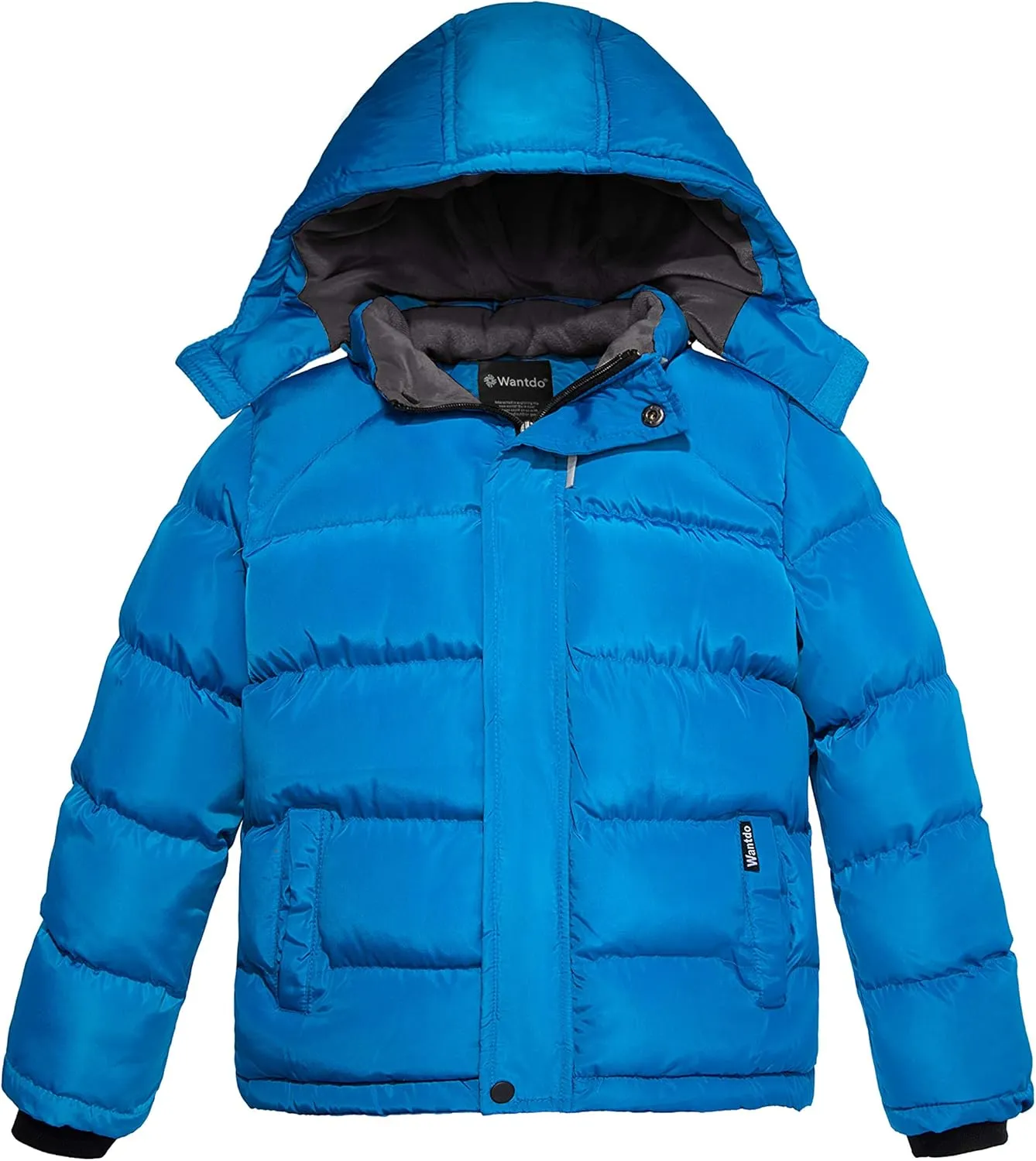 wantdo Boy's Fleece Winter Coat Waterproof Puffer Jacket Warm Winter Jackets with Hood