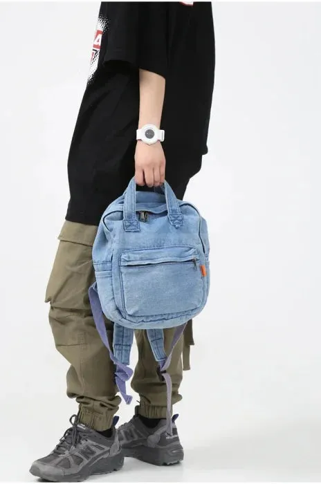 Washed Denim Backpack