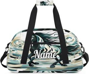 Watercolor Horse Print Custom Name Sport Duffel Bag Dance Bag for Girls Teens Personalized Ballet Bag Gift for Birthday Christmas Helloween