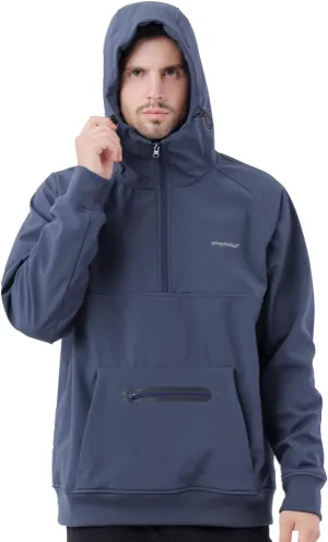 Waterproof Fleece Hoodies For Men Windbreaks Resistant Sweatshirt Softshell Rain Jacket Winter Coat Half Zip Pullover