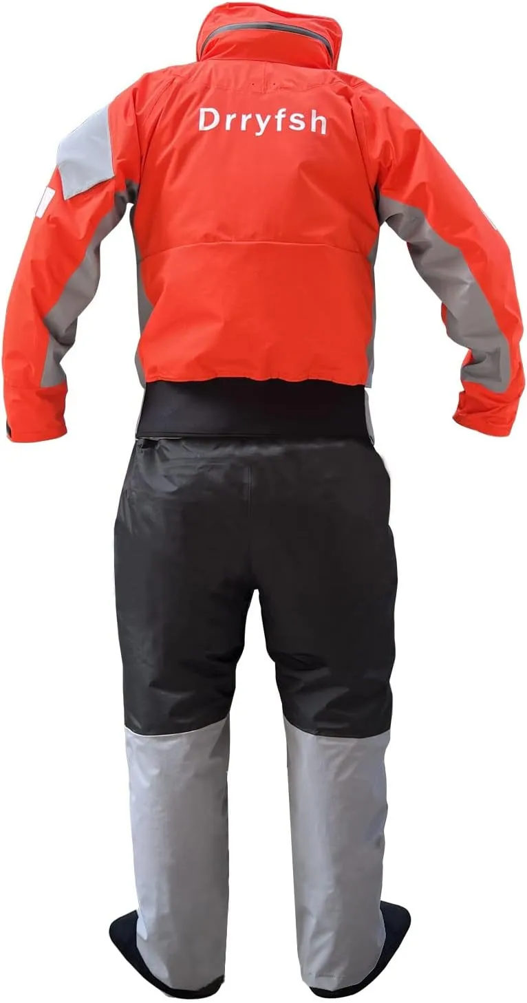 Waterproof Kayak Drysuit with Stowable Hood Breathable Dry Suit for Men in Cold Water