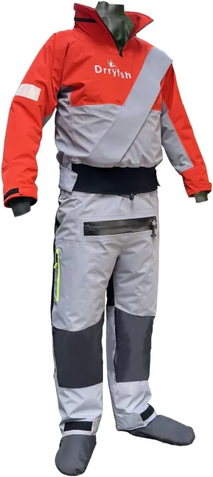 Waterproof Kayak Drysuit with Stowable Hood Breathable Dry Suit for Men in Cold Water