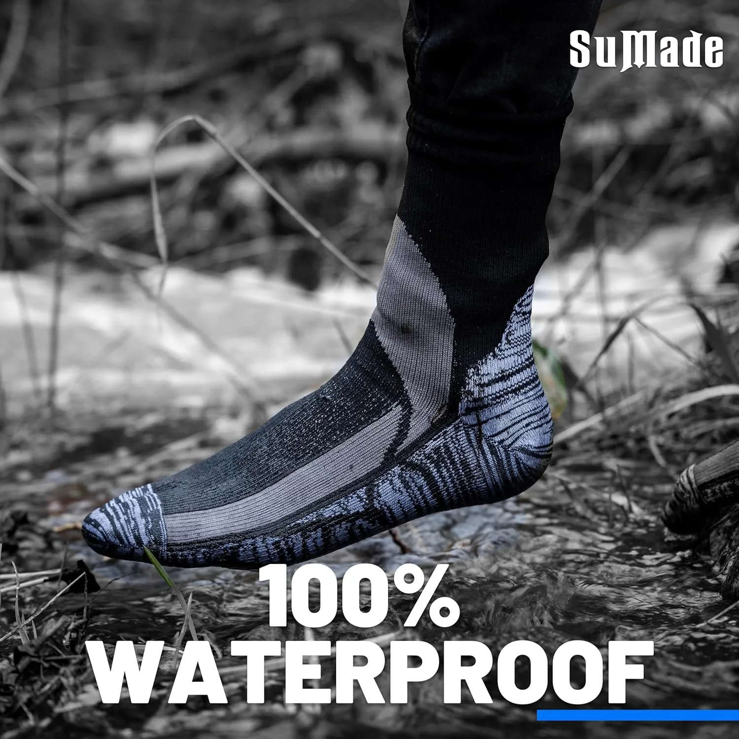 Waterproof Socks, Unisex Men Women Breathable Dry Fit Moisture Wicking Hiking Cycling Kayaking Crew Socks
