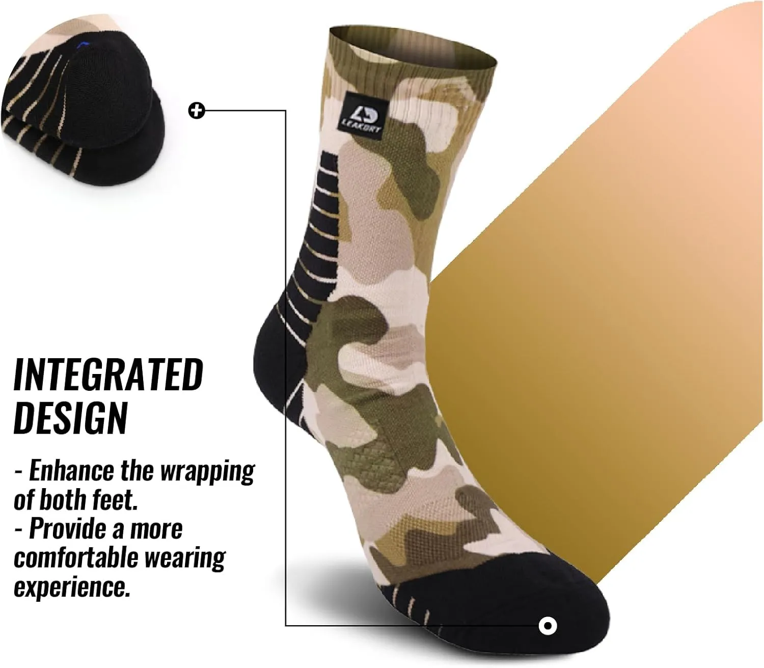 Waterproof Socks,3 Layer Windproof & Breathable,Crew Socks,Digital Printed,Hiking,Fishing,Camping,Bike,Unisex