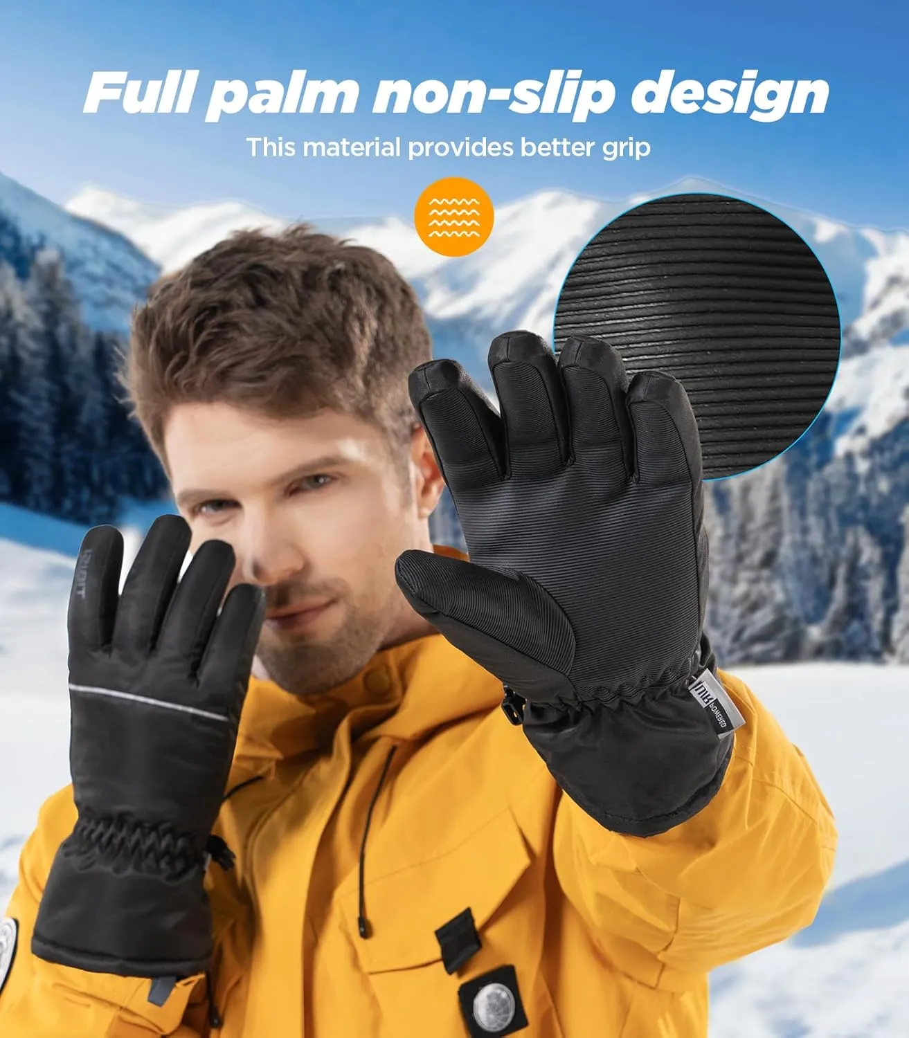 Waterproof Winter Ski Gloves Thermal -10F, 3M Thinsulate Thick Warm Windproof Snow Touch Screen Anti-Slip for Skiing Cold Weather Cycling Hiking for Men Women