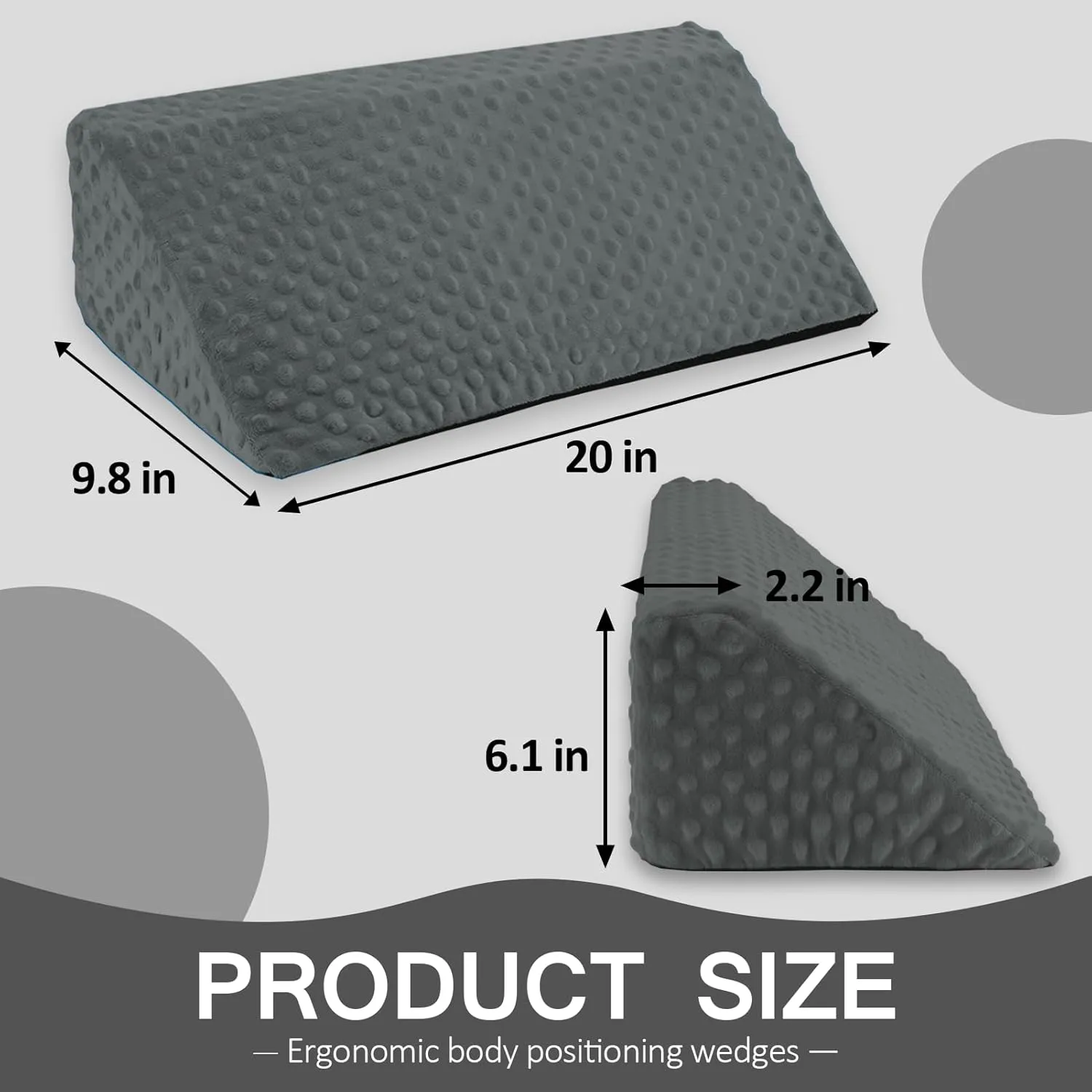 Wedge Pillow for Side Sleeping, Body Positioning Foam Wedge Pillow, Side Wedge Pillow for Sleeping Non-Slip Back Positioning Pillow for Bed Sore Wedge (Dark Gray)