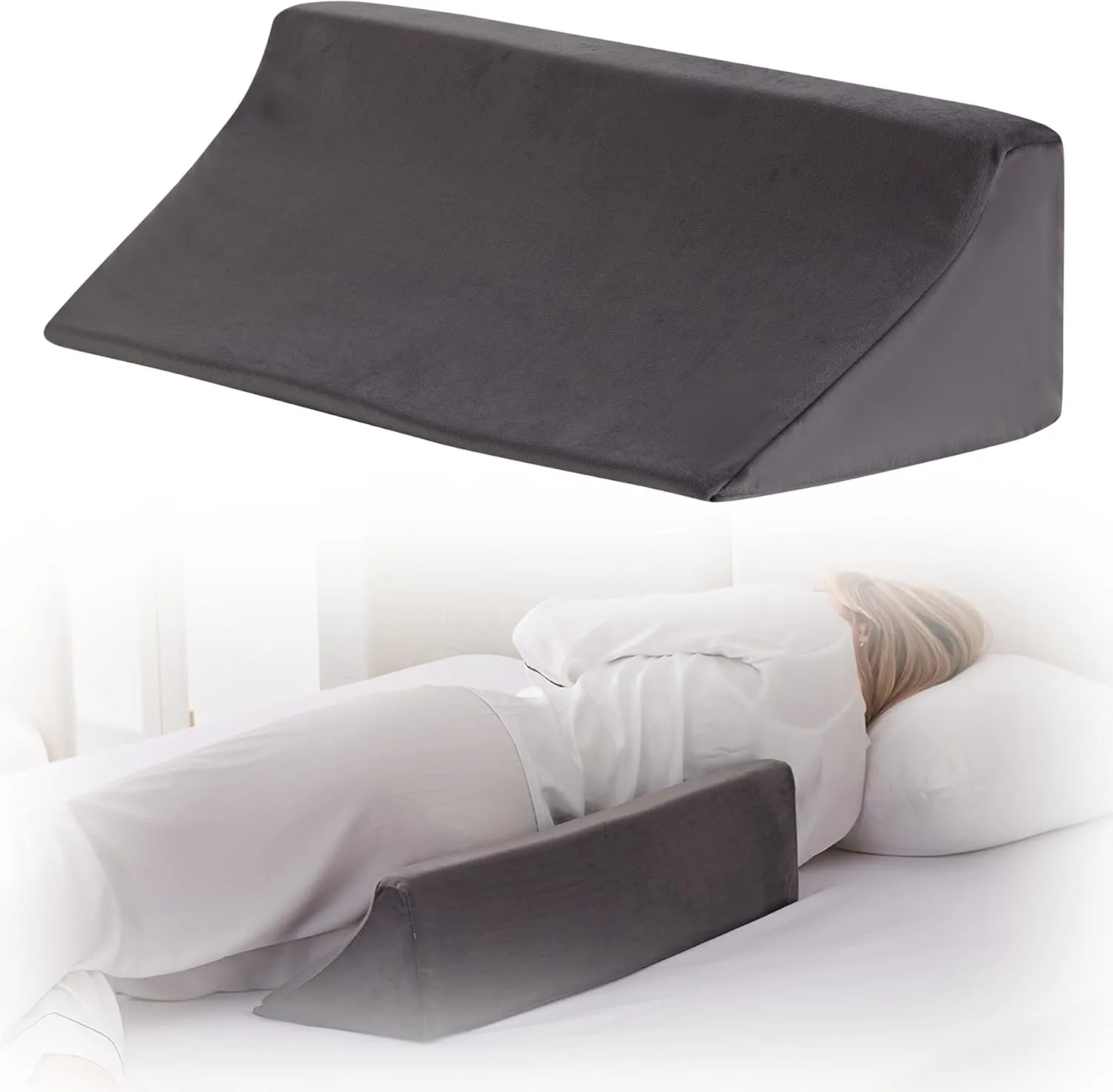 Wedge Pillow for Side Sleeping, Comfort Foam Back Pillow for Side Sleeper, Bed Wedges & Body Positioners for After Surgery, Pregnancy Support, Back Pain, Preventing Bedsores, Short Plush