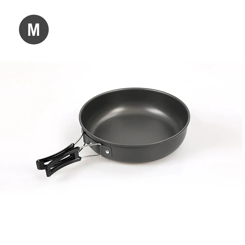 WESTTUNE Camping Frying Pan Aluminum Camping Picnic Plate Dish Portable Outdoor Cookware with Foldable Handle Hiking Cookware