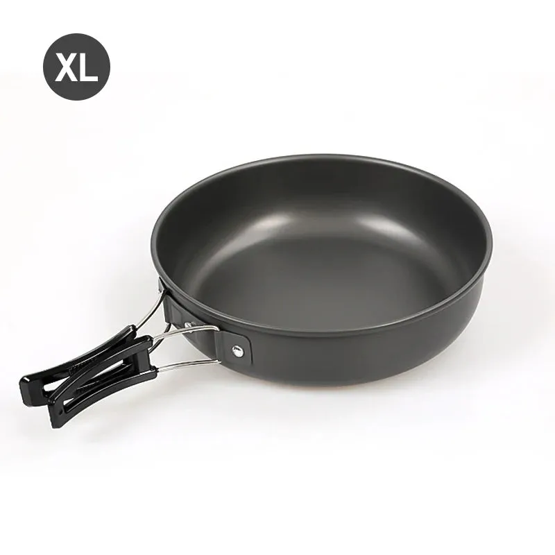 WESTTUNE Camping Frying Pan Aluminum Camping Picnic Plate Dish Portable Outdoor Cookware with Foldable Handle Hiking Cookware
