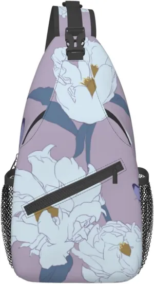 White Peony Pattern Outdoor Hiking Backpack > Suitable For Men And Women Riding Strong And Sturdy High Storage Capacity Daily Travel